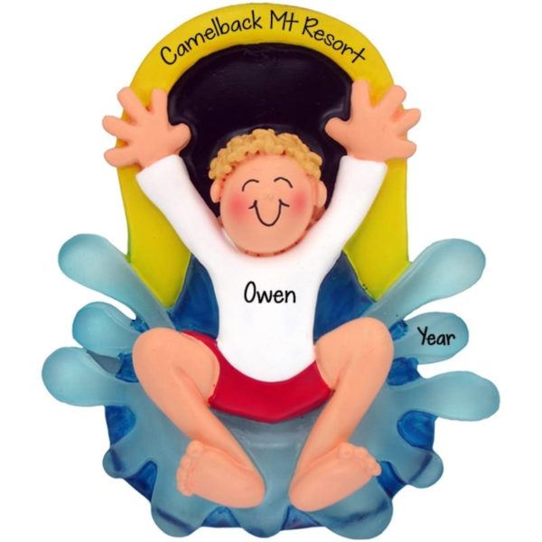 Water Park BOY BLONDE Personalized Ornament