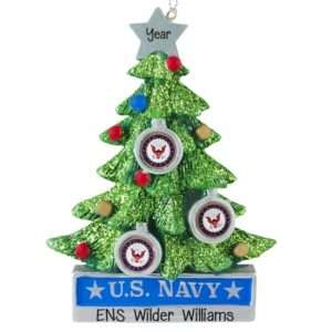 US NAVY Decorated Christmas Tree Personalized Ornament