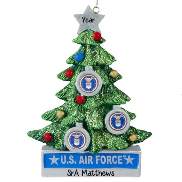 US AIR FORCE Decorated Christmas Tree Personalized Ornament