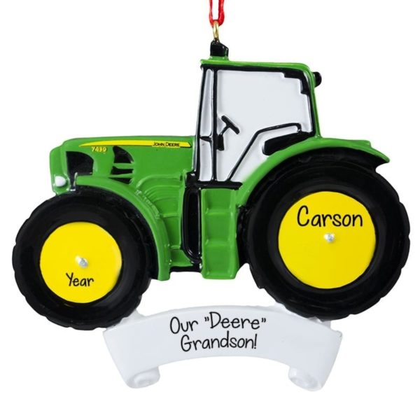 Personalized John "Deere" Grandson Tractor Ornament