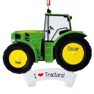 Personalized I Love Tractors John Deere Ornament