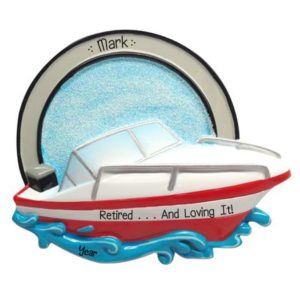 Retired With A Speed Boat Personalized Ornament