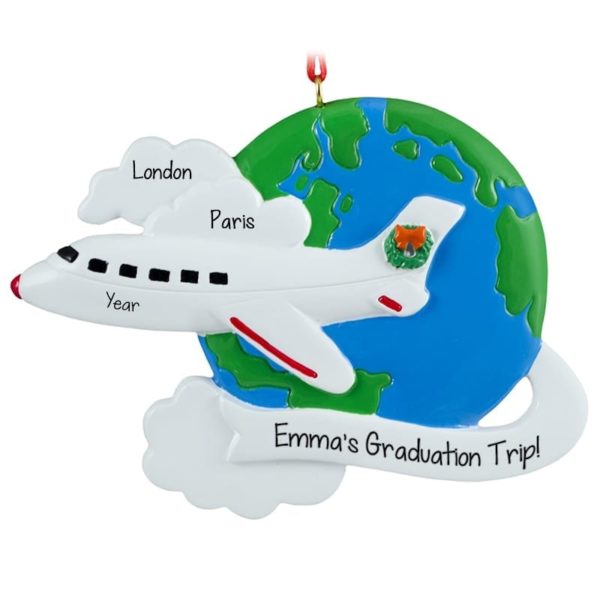 Graduation Celebration Trip Airplane On Globe Personalized Ornament