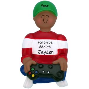 Fortnite Video Game Player Christmas Ornament BOY AFRICAN AMERICAN