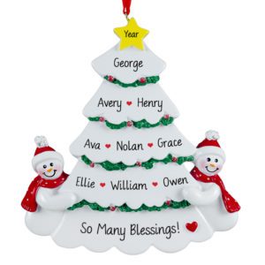 Personalized 9 Grandkids White Christmas Tree Ornament