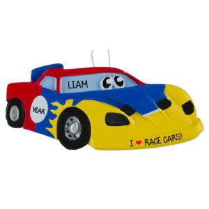 Personalized Race Car Kids Colorful Ornament