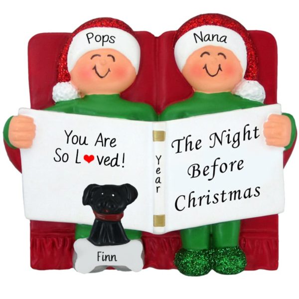 Personalized Grandparents + Dog On Sofa Night Before Christmas Ornament