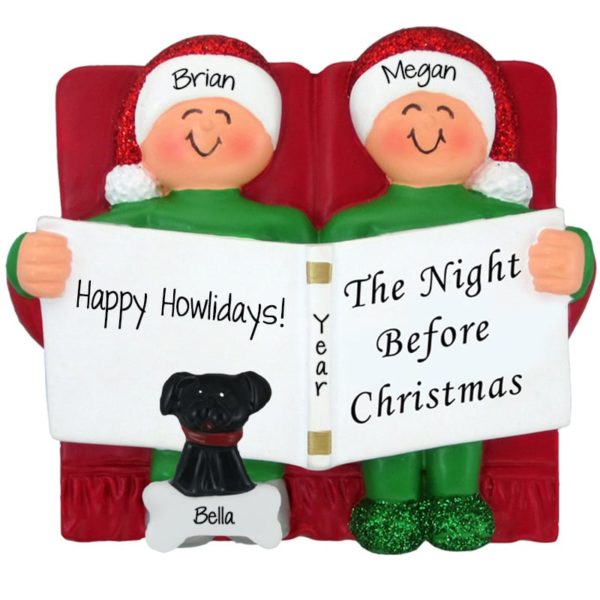 Personalized Couple + Pet On Sofa Night Before Christmas Ornament