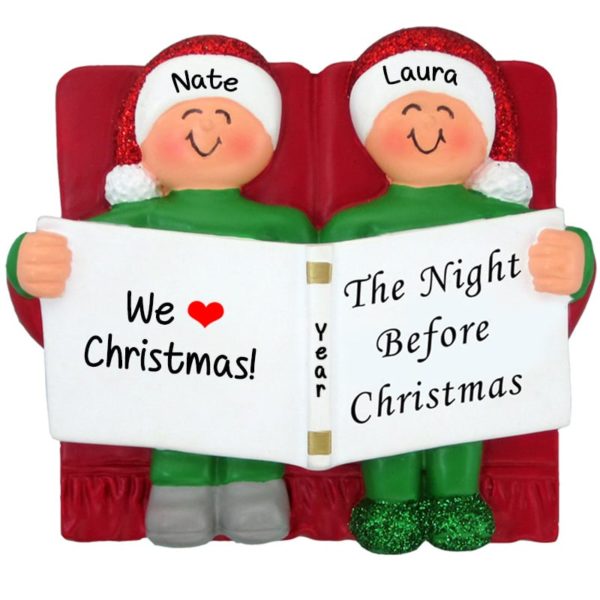 Couple Reading Night Before Christmas Personalized Ornament