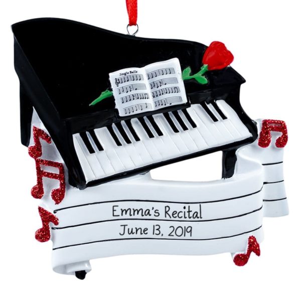Personalized Piano Recital With Rose Glittered Ornament