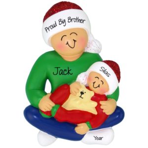 Personalized Big Brother Holding Baby Boy Ornament
