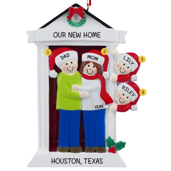 Personalized Door Family Of 4 New Home Ornament