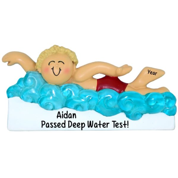 A Great Swimmer BLONDE BOY Personalized Ornament