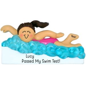 A Great Swimmer BRUNETTE GIRL In Water Personalized Ornament