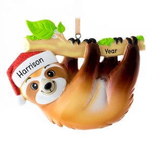 Sloth Hanging From Branch Personalized Ornament