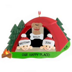 Couple With Dog Tent Camping Ornament