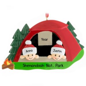 Couple On Camping Trip RED Tent Ornament