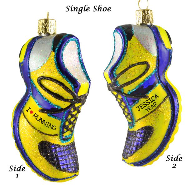 I Love Running GLASS Shoe 3-Dimensional Ornament