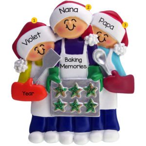 Personalized Grandparents + 1 Grandchild Baking Christmas Ornament