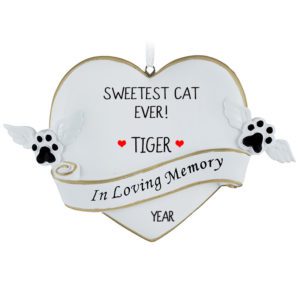In Loving Memory Cat Memorial Personalized Heart Ornament