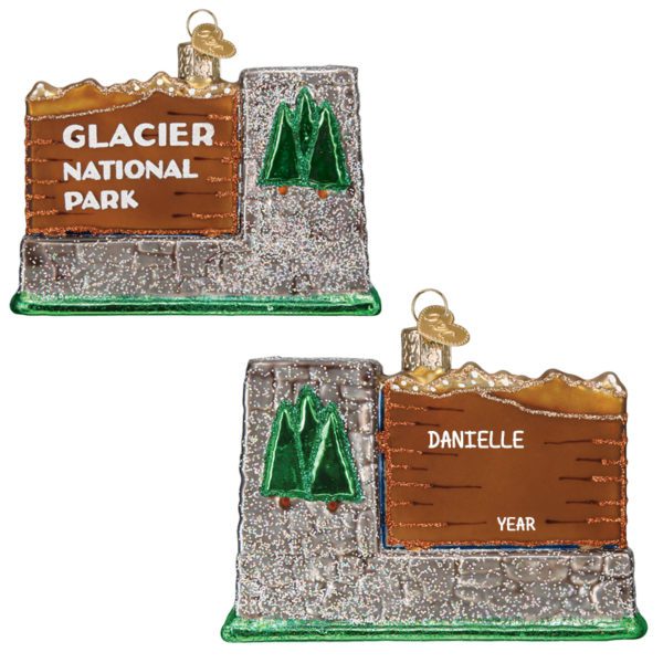 Glacier National Park Personalized Glittered Glass Ornament