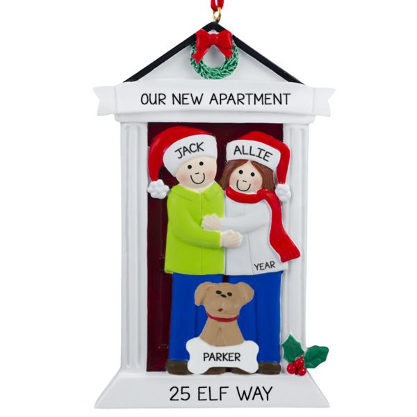 New Apartment Door Couple With 1 Pet Ornament