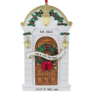 Personalized New Home BROWN Festive Front Door Ornament