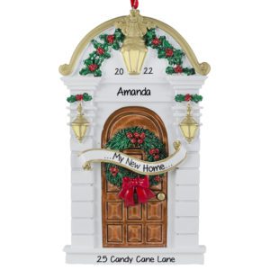 Personalized My New Home BROWN Christmasy Door Ornament