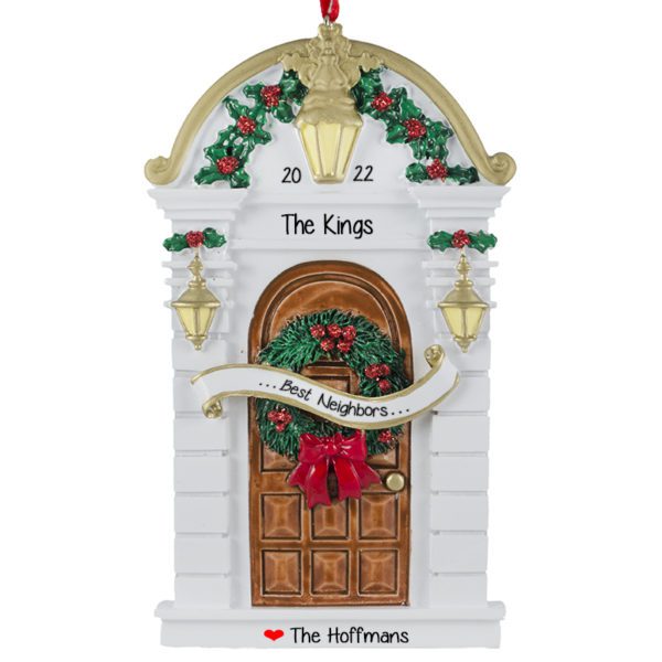 Image of Best Neighbors BROWN & WHITE Christmas Door Ornament