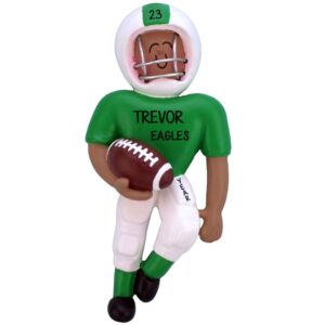 Personalized African American Football Player GREEN