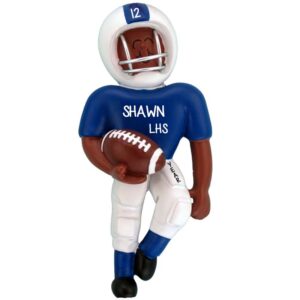 Personalized African American Football Player BLUE