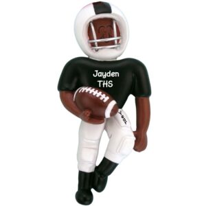 Image of Personalized Football Player BLACK & WHITE Uniform Ornament African American