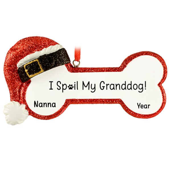I Spoil My Granddog Santa Bone Personalized Ornament