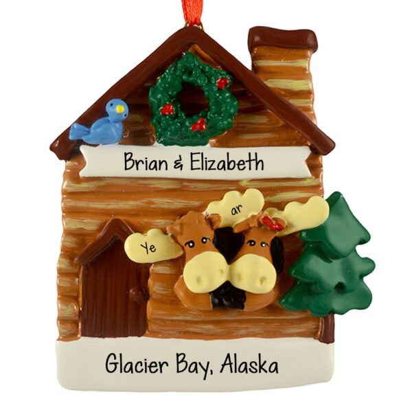 Personalized Moose Couple Alaska Souvenir Ornament