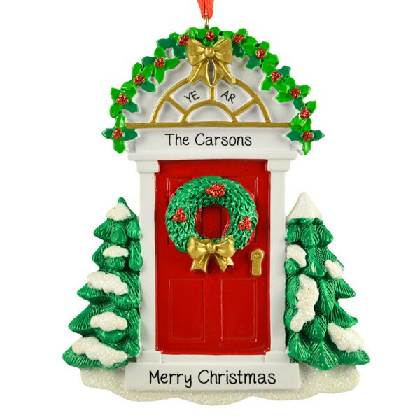 Personalized Christmasy RED Front Door Ornament