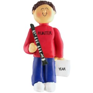 BOY Playing The CLARINET Ornament Personalized BROWN Hair