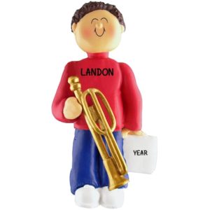 MALE Playing TROMBONE Ornament BROWN Hair