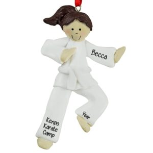 Karate Camp White Belt GIRL Ornament BRUNETTE