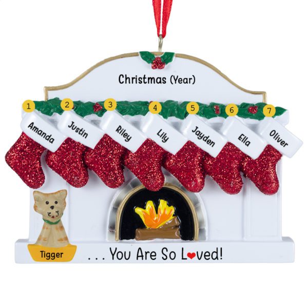 Family Or Group Of 7 + Cat Personalized Ornament