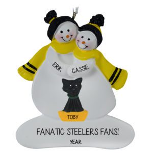 Pittsburgh Steelers Couple With CAT BLACK And GOLD Ornament