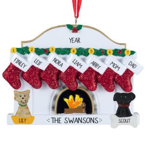 Family Or Group Of 7 + 2 Pets Personalized Ornament