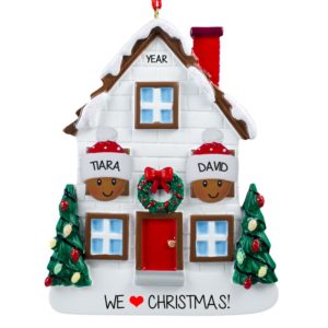 African American Couple Christmasy House Ornament