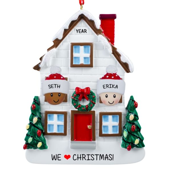Biracial Couple Christmasy House Ornament