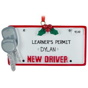 Learner's Permit License With Glittered Keys Ornament