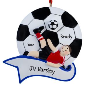 JV / Varsity Soccer BOY Kicking Ball Ornament