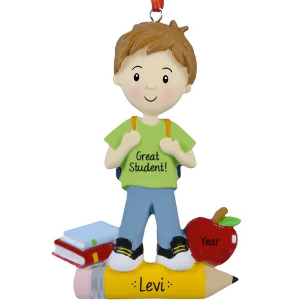 Great Student BOY On Pencil Ornament