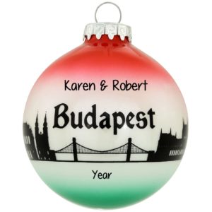Budapest Skyline 3 Tone Glass Ball Ornament