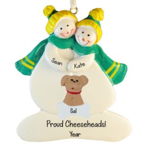 Green Bay Packers Couple + Pet GREEN & GOLD Ornament