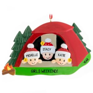 Three Friends Camping In Tent Ornament