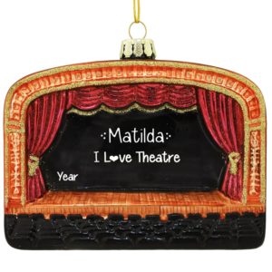 I Love Theatre Stage & Seats Glass Ornament